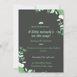 Convite Baby Shower Invitation Green & Black