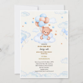 Convite Baby shower invitation in the shape of a blue 