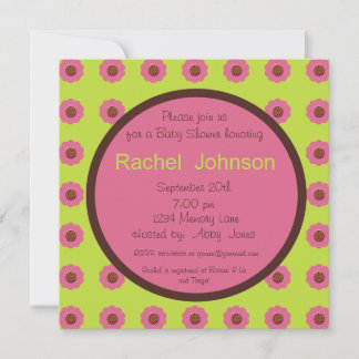 Convite Baby Shower Invitation - Pink, Green, Brown