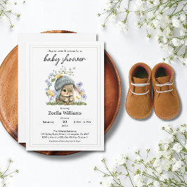 Convite Baby Shower Invitation Simple Flowers Bunny
