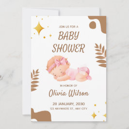 Convite Baby Shower Invitation Soft Pink Aesthetic