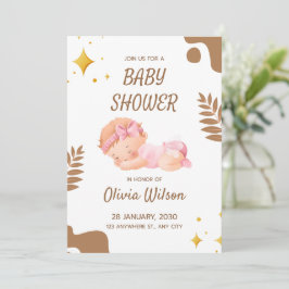 Convite Baby Shower Invitation Soft Pink Aesthetic