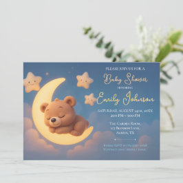 Convite Baby Shower Invitation – Teddy Bear on the Moon