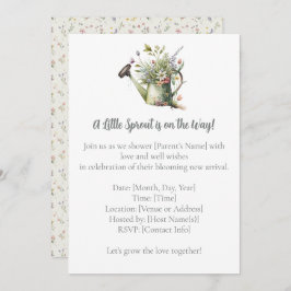 Convite Baby Shower Invitation – Watercolor Garden Sprout