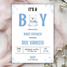 Convite Baby shower invitation with a cute bear