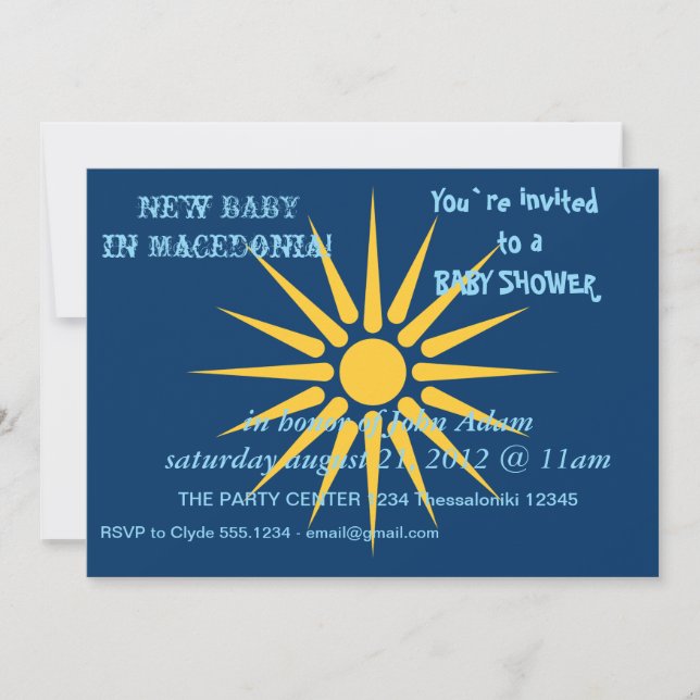 Convite Baby Shower Invitation with Flag of Macedonia (Frente)