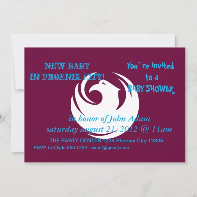 Convite Baby Shower Invitation with Flag of Phoenix City (Frente)
