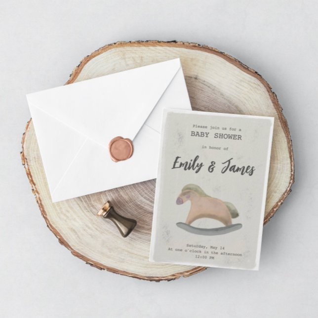 Convite Baby Shower Invitation with Rocking Horse (Criador carregado)