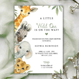 Convite Baby shower invitation with watercolour animals
