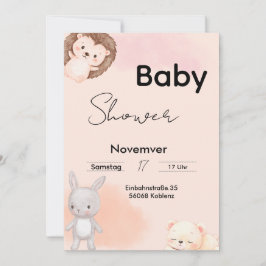 Convite Baby Shower Invitation Woodland Animals 