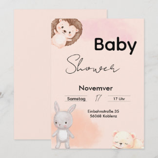 Convite Baby Shower Invitation Woodland Animals 