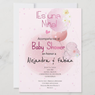 CONVITE BABY SHOWER LINDO HIPO. PARA BEBÉ NIÑA