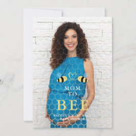 Convite Baby Shower Mom to Bee Quote Bees Couple Photo