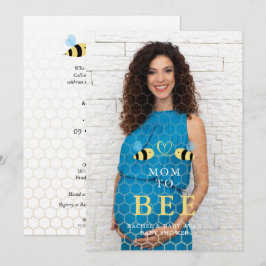 Convite Baby Shower Mom to Bee Quote Bees Couple Photo