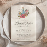 Convite Baby Shower Wonderland Vintage Alice In Wonderland<br><div class="desc">Invite your guests to your baby shower in wonderland with our beautifully designed baby shower in wonderland vintage Alice in Wonderland-themed baby shower invitation. Perfect for an Alice in Wonderland-themed baby shower. Design features a mix of our own hand-drawn original florals and artwork. We've meticulously restored the iconic Alice in...</div>