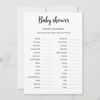 Convite Baby Shower Word Unscramble Game, Printable 