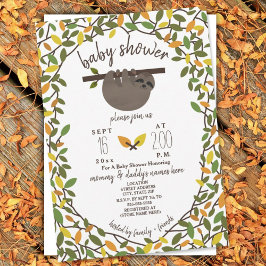 Convite Baby Sloth Autumn Fall Chá de fraldas Greenery