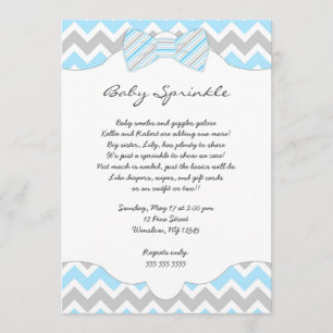 Convite Baby Sprinkle Blue Arco tie chá de fraldas convida