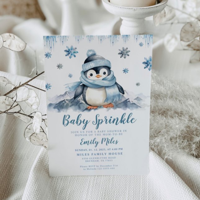 Convite Baby Sprinkle, Chá de fraldas Penguin Invitation (Criador carregado)