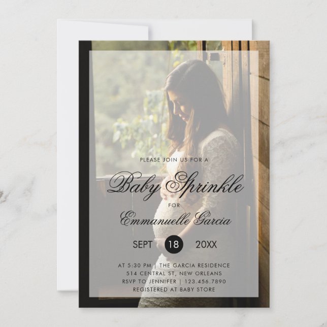 Convite Baby Sprinkle Foto Moderna Gênero Neutro (Frente)
