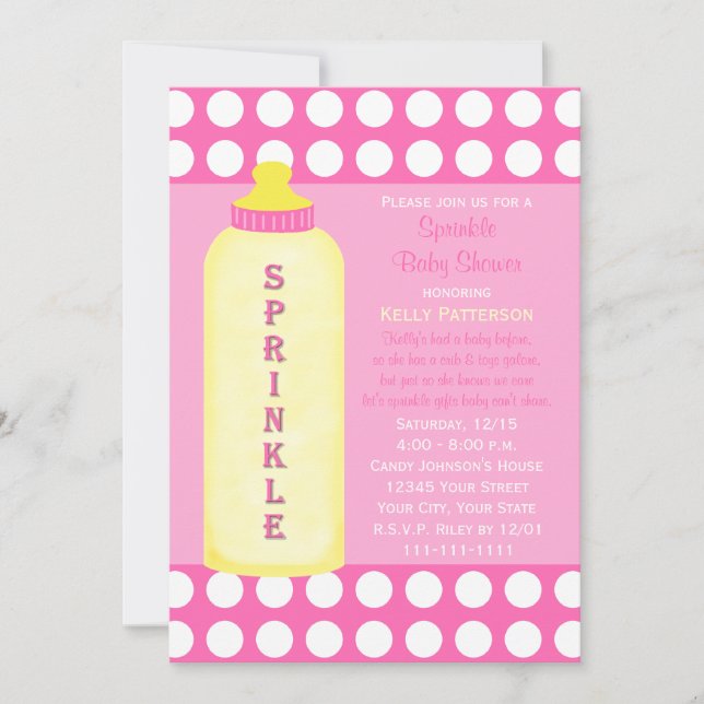 Convite Baby Sprinkle Invite Garrafa Chá (Frente)