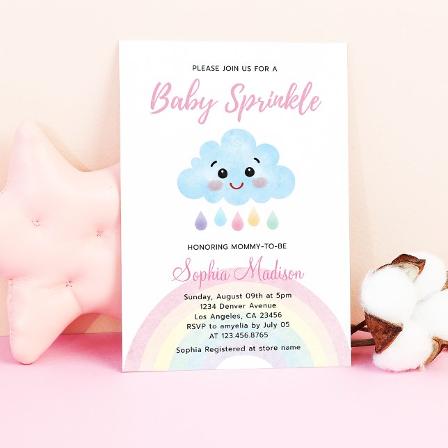 Convite Baby Sprinkle Rainbow Rain Chá de fraldas (Criador carregado)