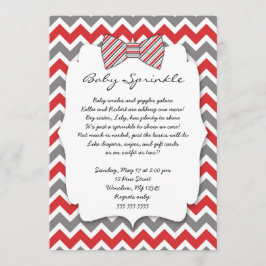 Convite Baby Sprinkle Red cinza chá de fraldas Arco