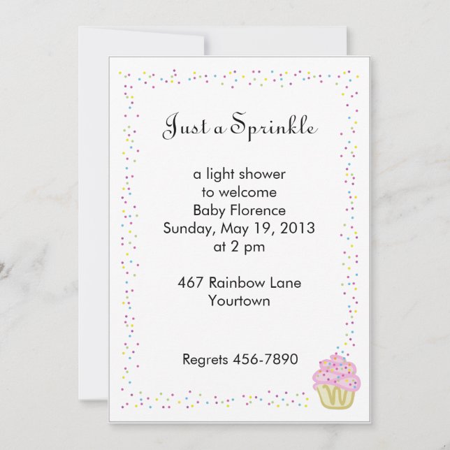 Convite Baby Sprinkle Shower Invitation with Pink Cupcake (Frente)