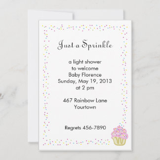 Convite Baby Sprinkle Shower Invitation with Pink Cupcake