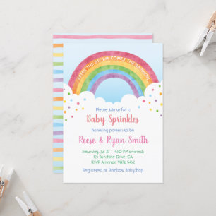 Convite Baby Sprinkles Pastel Rainbow Chá de fraldas Invit
