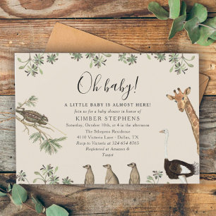 Convite Baby Vintage Safari Animal Baby Shower
