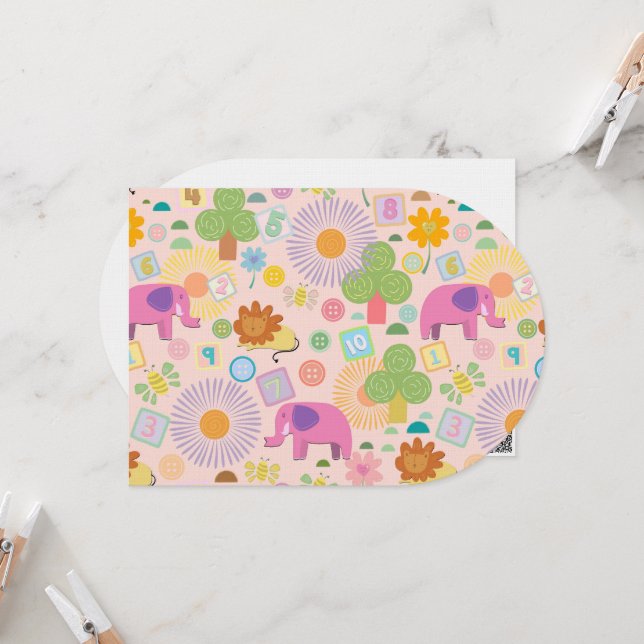 Convite Baby Zoo wrapping paper (Frente/Verso In Situ)