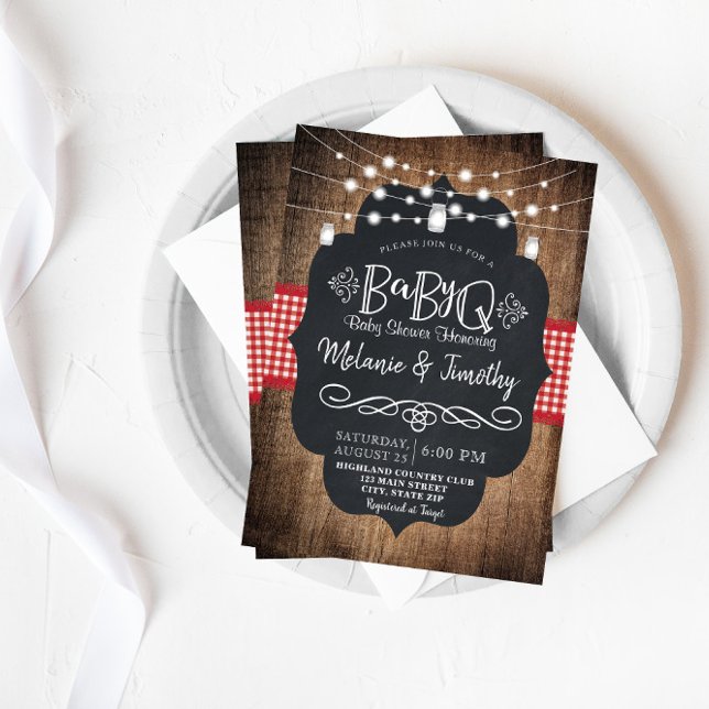 Convite BabyQ Baby BBQ Country Baby Shower Invitations (Criador carregado)