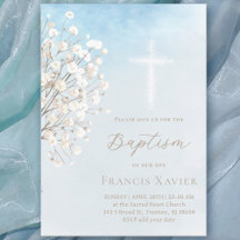 babys breath aquarela | Batismo bebê menino