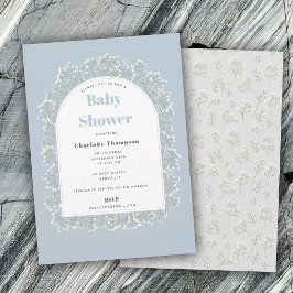 Convite Baby's Breath Blue Boy Gypsophila Baby Shower