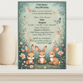 Convite Babys First Easter Pastel Green Spring Bunny Party