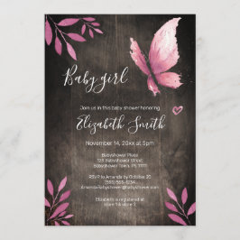 Convite Babyshower, borboleta rosa-d'água russa