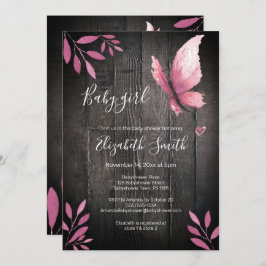 Convite Babyshower, borboleta rosa-d'água russa