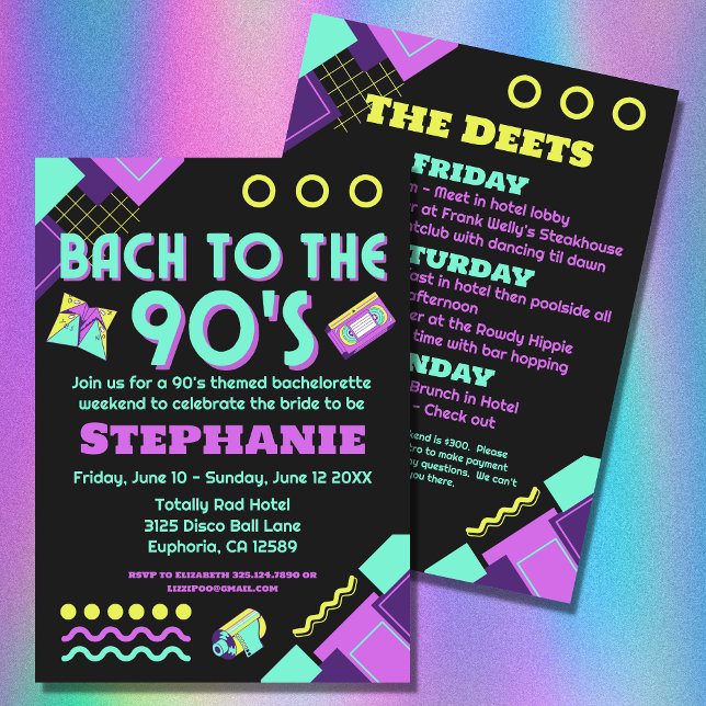 Convite Bach ao final de semana da Bachelorette dos anos 9 (A fun 90s theme for your bachelorette party!)