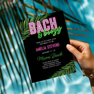 Convite Bach & Boozy Neon Verde & Rosa Fim de Semana Tropi
