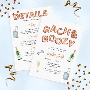 Convite Bach & Boozy Rose Gold Fim de Semana de Despedida