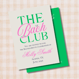 Convite Bach Club Modern Simple Green Bachelorette