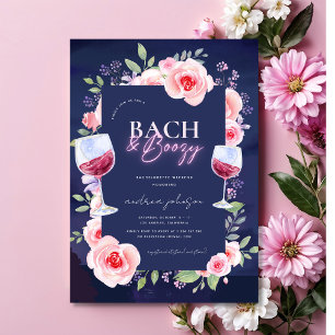 Convite Bach e Boozy Neon e Floral Rosa Despedida de Solte