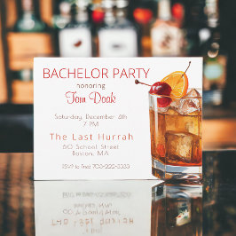 Convite Bacheler Party Old Fashied Drink White