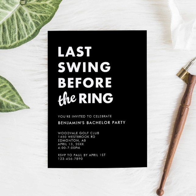 Convite Bachelor Party Last Swing Before the Ring Minimal (Criador carregado)