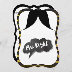 Convite Bachelor Party Mr. Right Mustache Retro Hipster