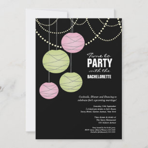 Convite Bachelorette 5 x 7 Partido Verde Rosa Lanternas