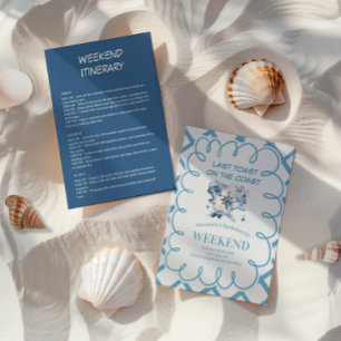 Convite Bachelorette Azul de Banda Azul de Compass Náutica