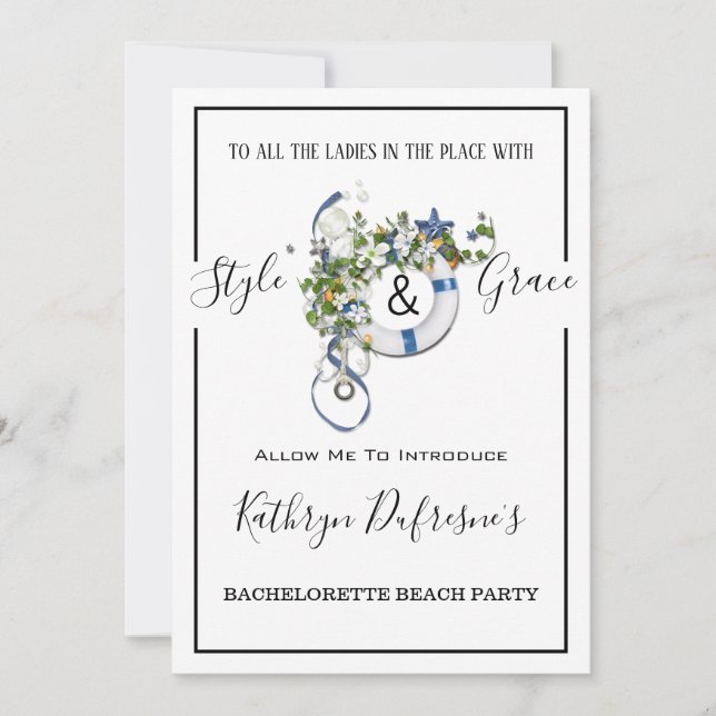 Convite Bachelorette Beach/Piscina Party (Frente)