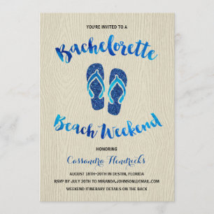 Convite Bachelorette Beach Weekend com Blue Faux Glitter